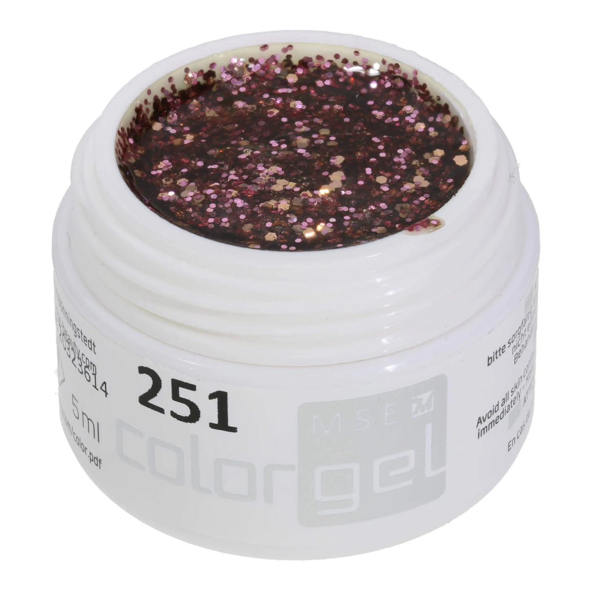#251 Premium-GLITTER Color Gel 5ml Mischung aus rosa- und bronzefarbenem Glitter - MSE - The Beauty Company