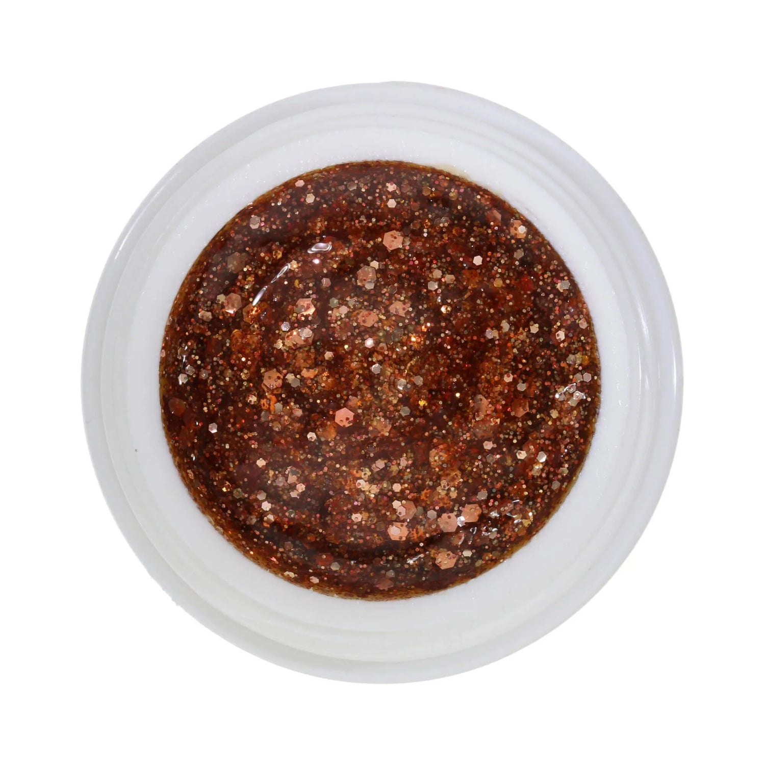 #259 Premium-GLITTER Color Gel 5ml Blassroter Glitter unterstützt durch kupferfarbene Glitterfäden - MSE - The Beauty Company