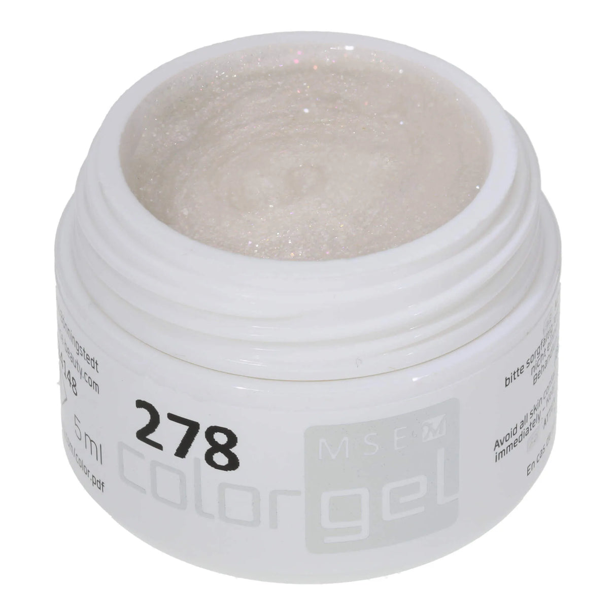 #278 << t55>5>remium-EFFEKT Color Gel 5ml Schimmerndes Weiss mit rosa-goldenem Effekten