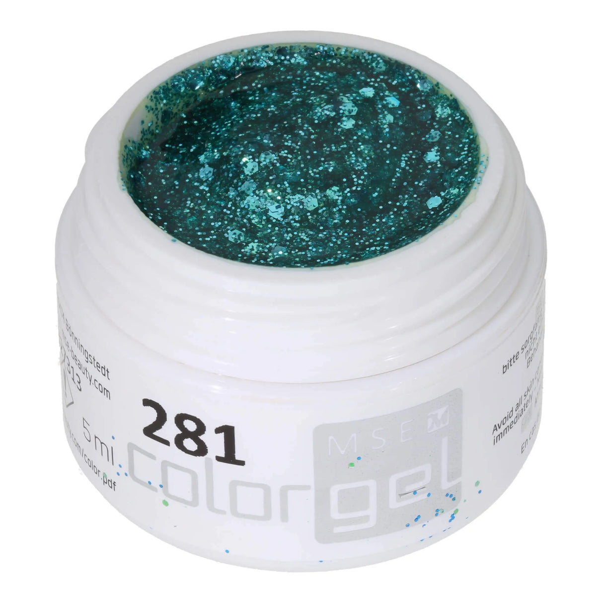 #281 Gel Coloré Premium GLITTER 5ml Paillette Turquoise