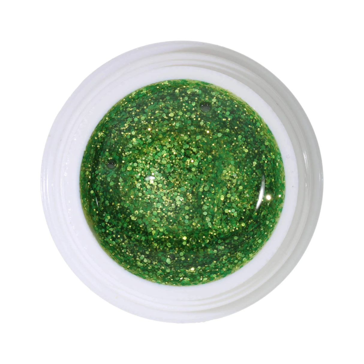 #284 <<< t61>42>5>remium-GLITTER Color Gel 5ml Grün mit grün-goldenem Glitter