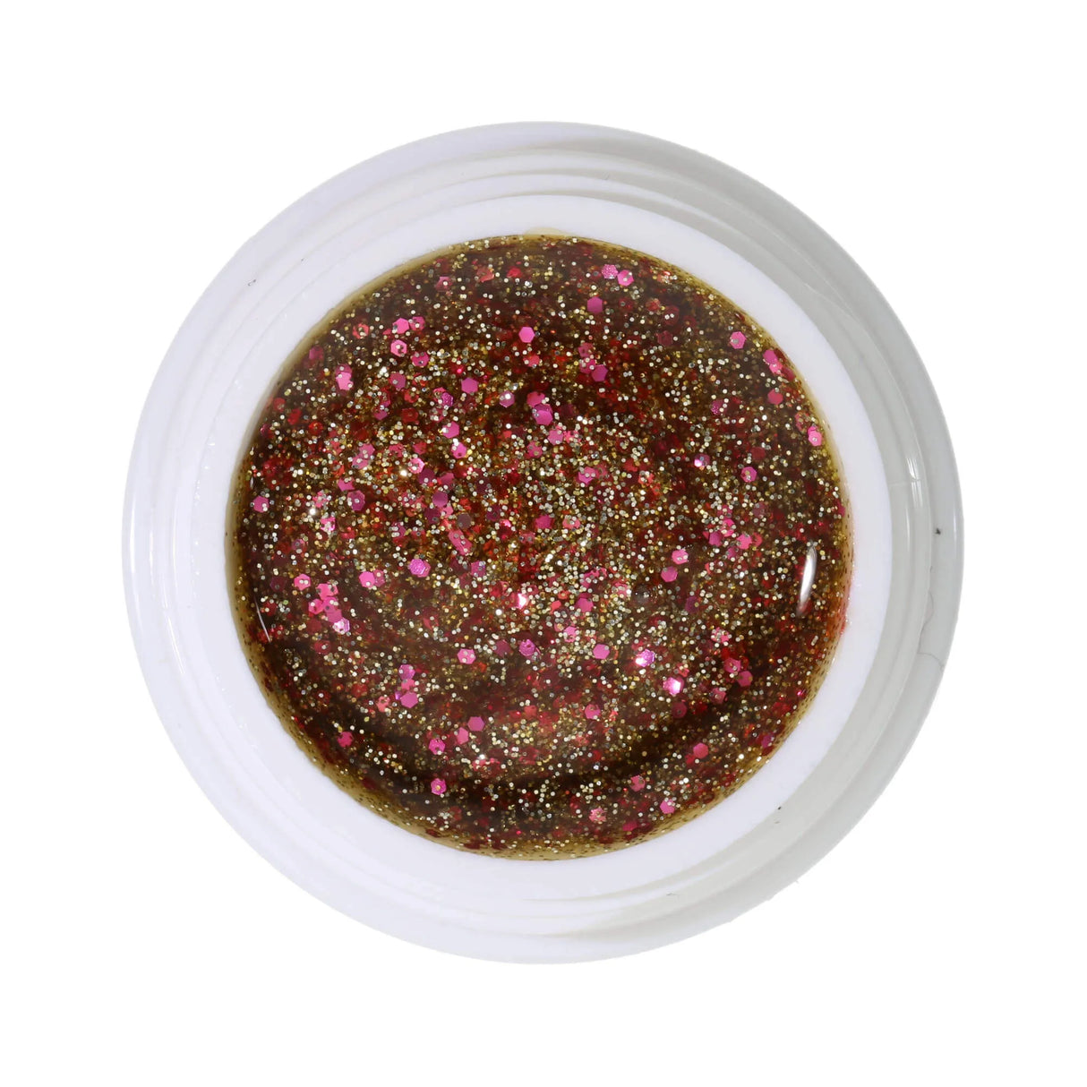 #288 Gel Coloré Premium GLITTER 5ml Gel Transparent avec paillettes orange, paillettes roses grossières et fils de paillettes cuivrés