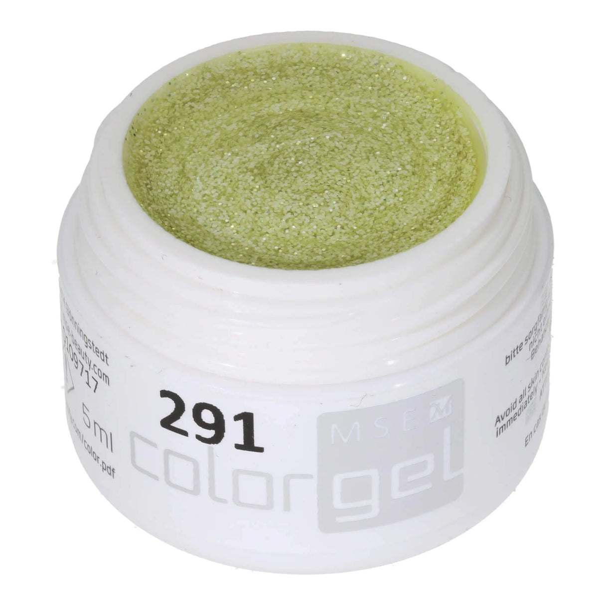 #291 <<< t47>42>5>remium-GLITTER Color Gel 5ml Hochzeitsglitter Weiss + Gold