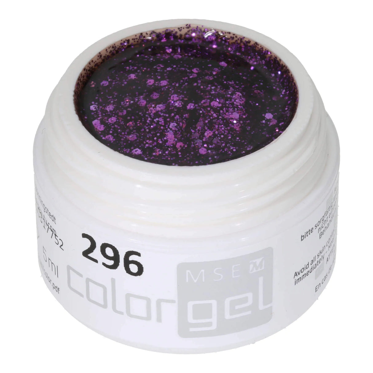 #296 <<<<<<<< t93>92>76>61>60>53>52>5>remium-GLITTER Color Gel 5ml Klassisches violettes Glittergel dominiert von groben Glitterpartikeln