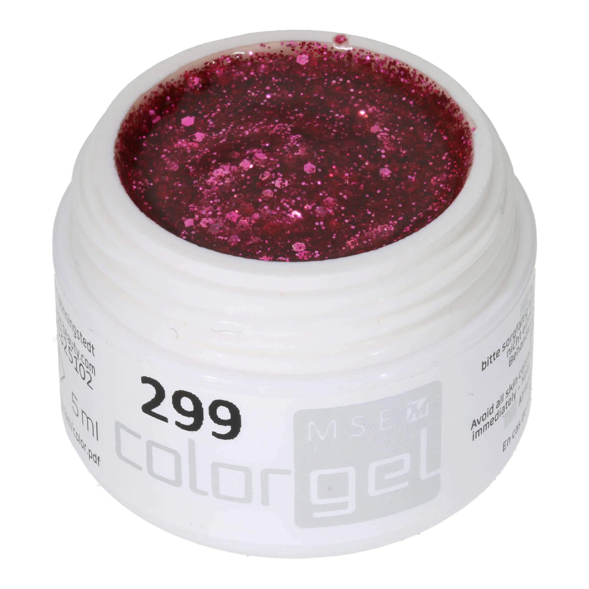 #299 <<<<<< t90>89>73>58>57>5>remium-GLITTER Color Gel 5ml Klassisches pinkes Glittergel dominiert von groben Glitterpartikeln
