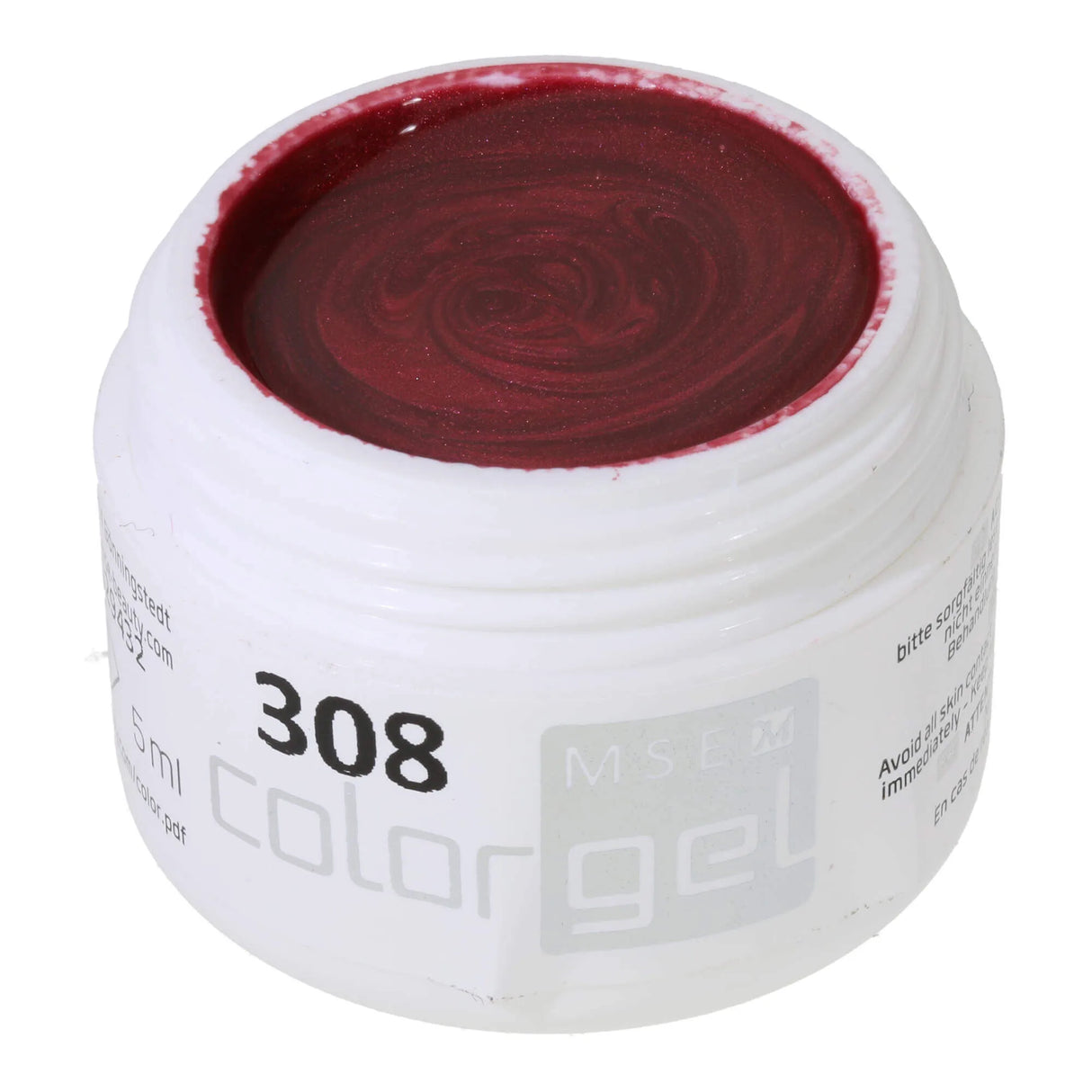 #308 Premium-EFFEKT Color Gel 5ml Rojo Burdeos Intenso con Efecto Brillante