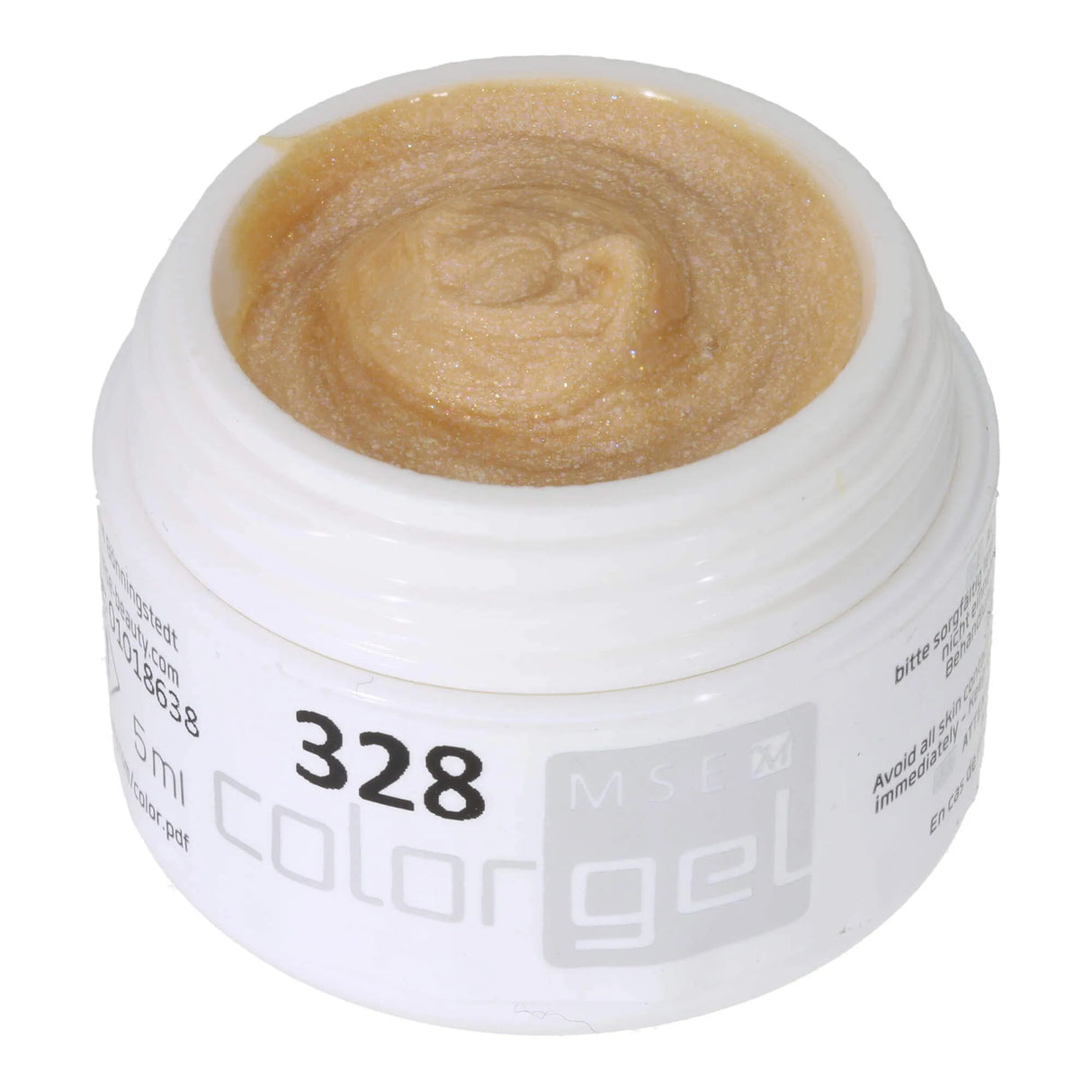 #328 Gel Couleur Premium-EFFET 5ml Or champagne avec reflet perlé multicolore