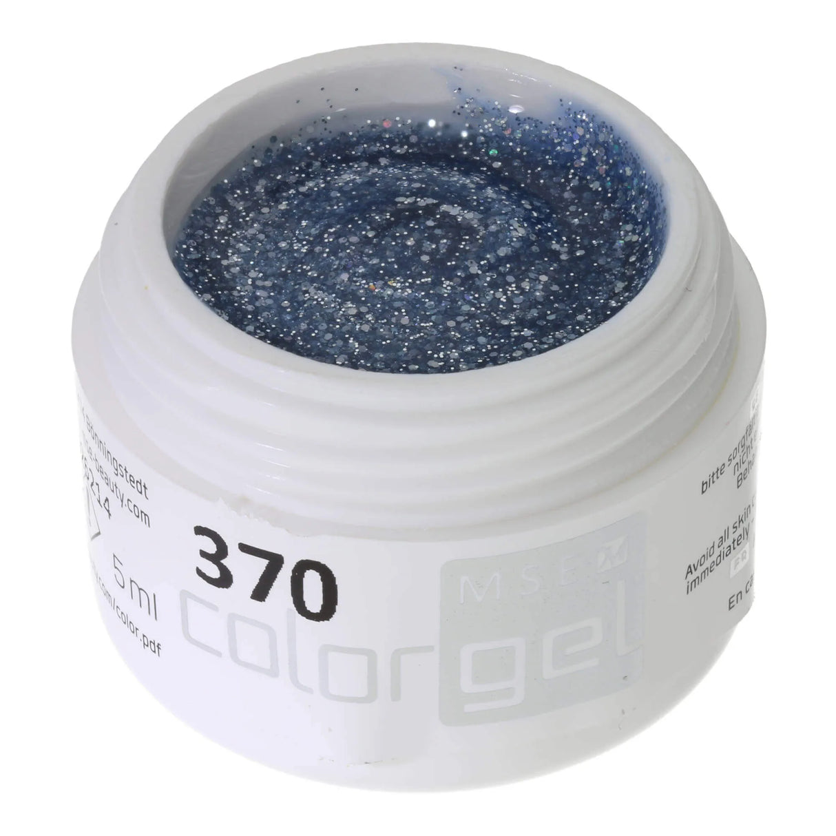 #370 << t60>5>remium-GLITTER Color Gel 5ml Blassblauer Regenbogenglitter