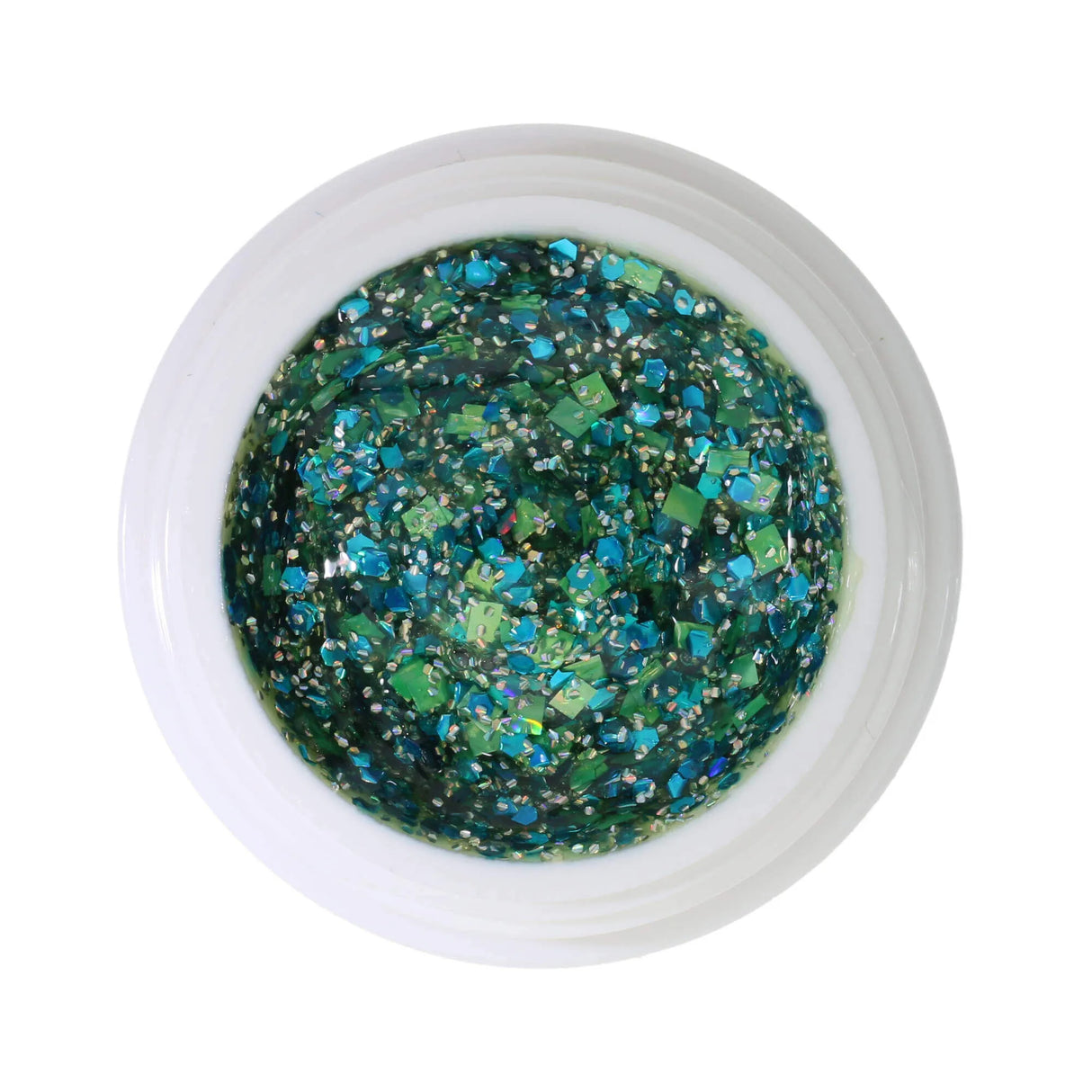 #373 Premium-GLITTER Color Gel 5ml Cyanblaues/maigrünes/silbernes Glittergel