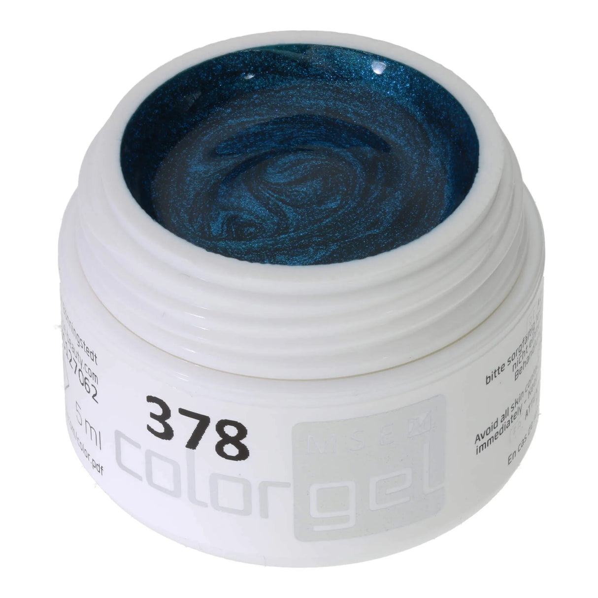 #378 <<<< t67>55>53>5>remium-EFFEKT Color Gel 5ml Dunkles Blaugrün mit turkisem Glitter