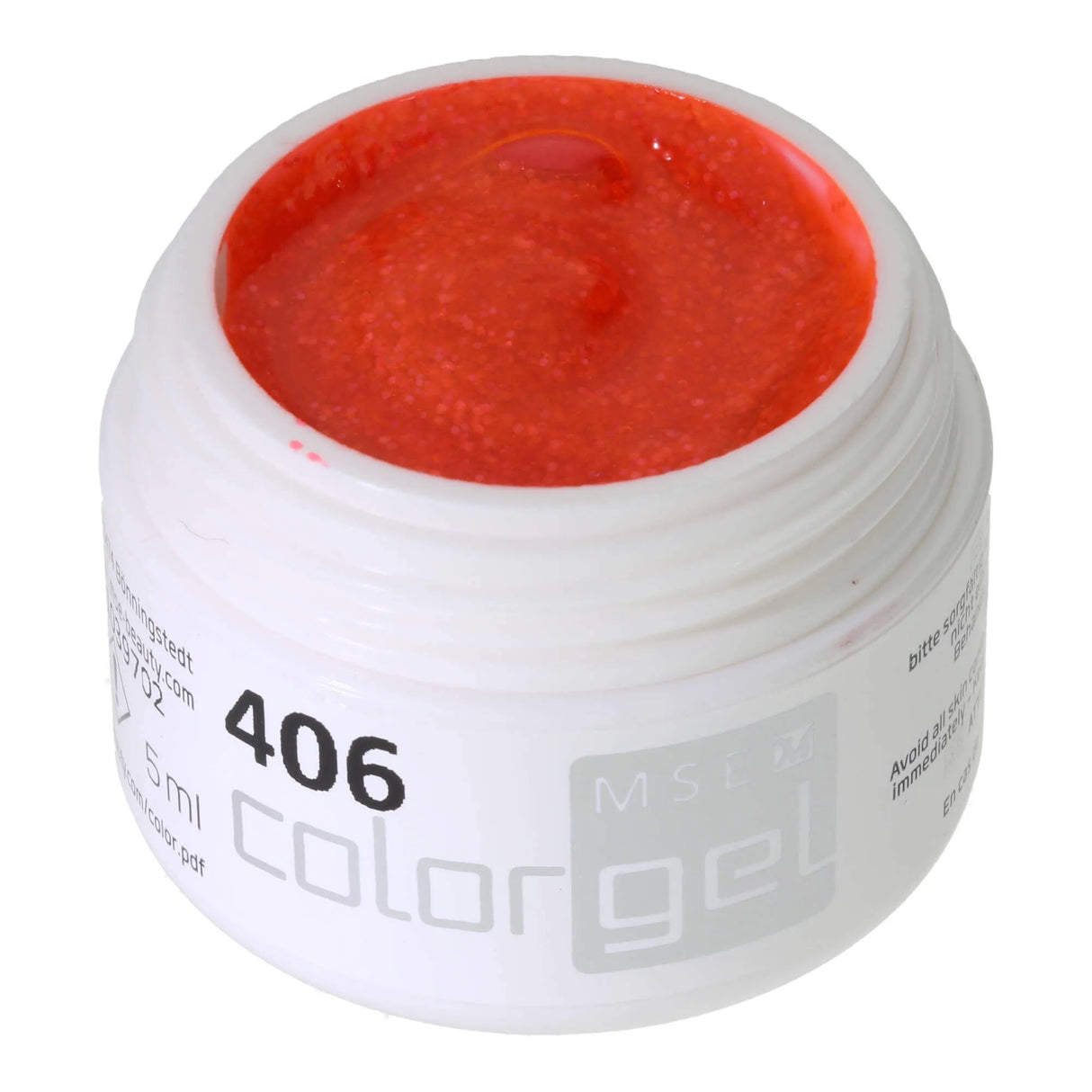 #406 Gel Couleur PREMIUM-GLITTER 5ml Gel Orange avec Effet Arc-en-ciel