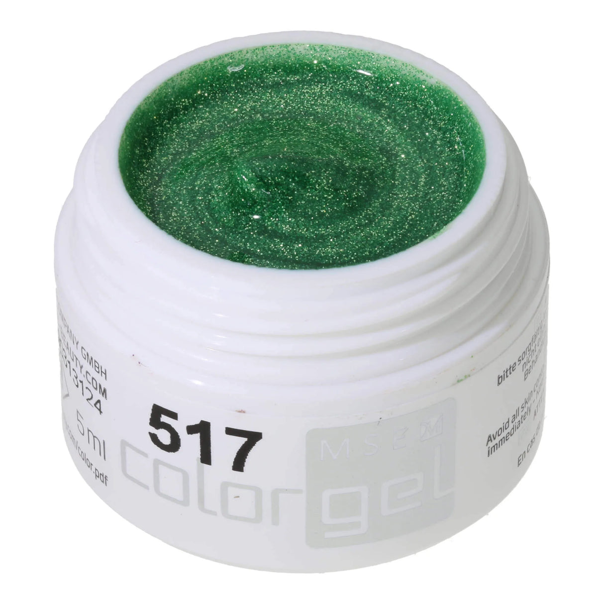 #517 <<< t47>42>5>remium-GLITTER Color Gel 5ml Grün mit Glitter