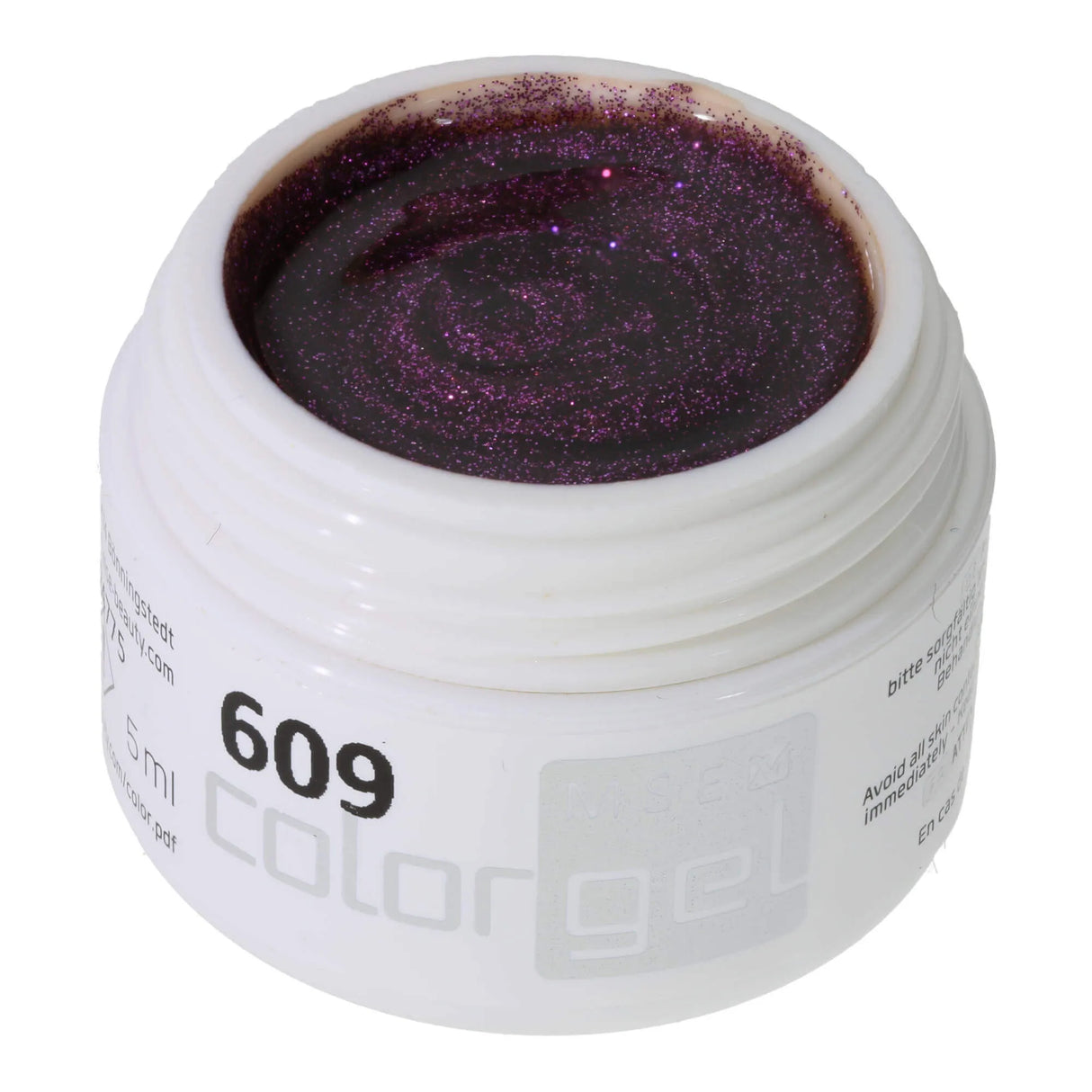 #609 << t44>5>remium-GLITTER Color Gel 5ml Gel Violett