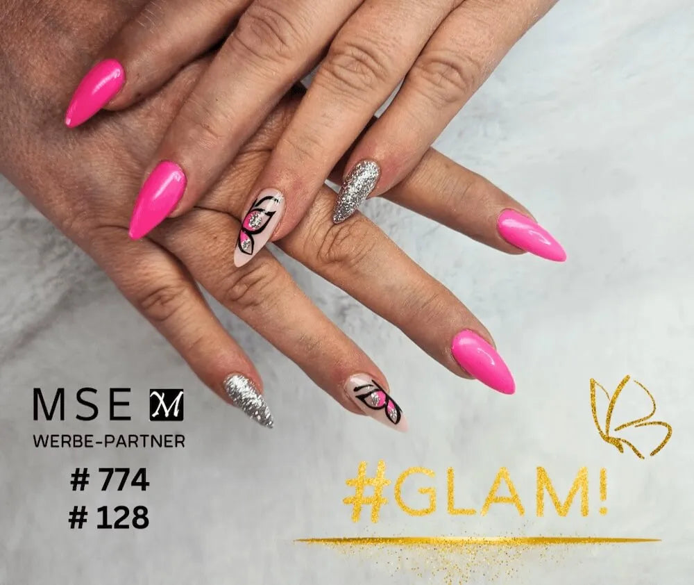 #128 Gel de Color Premium GLITTER 5 ml Transparente con Brillo Plateado Intenso