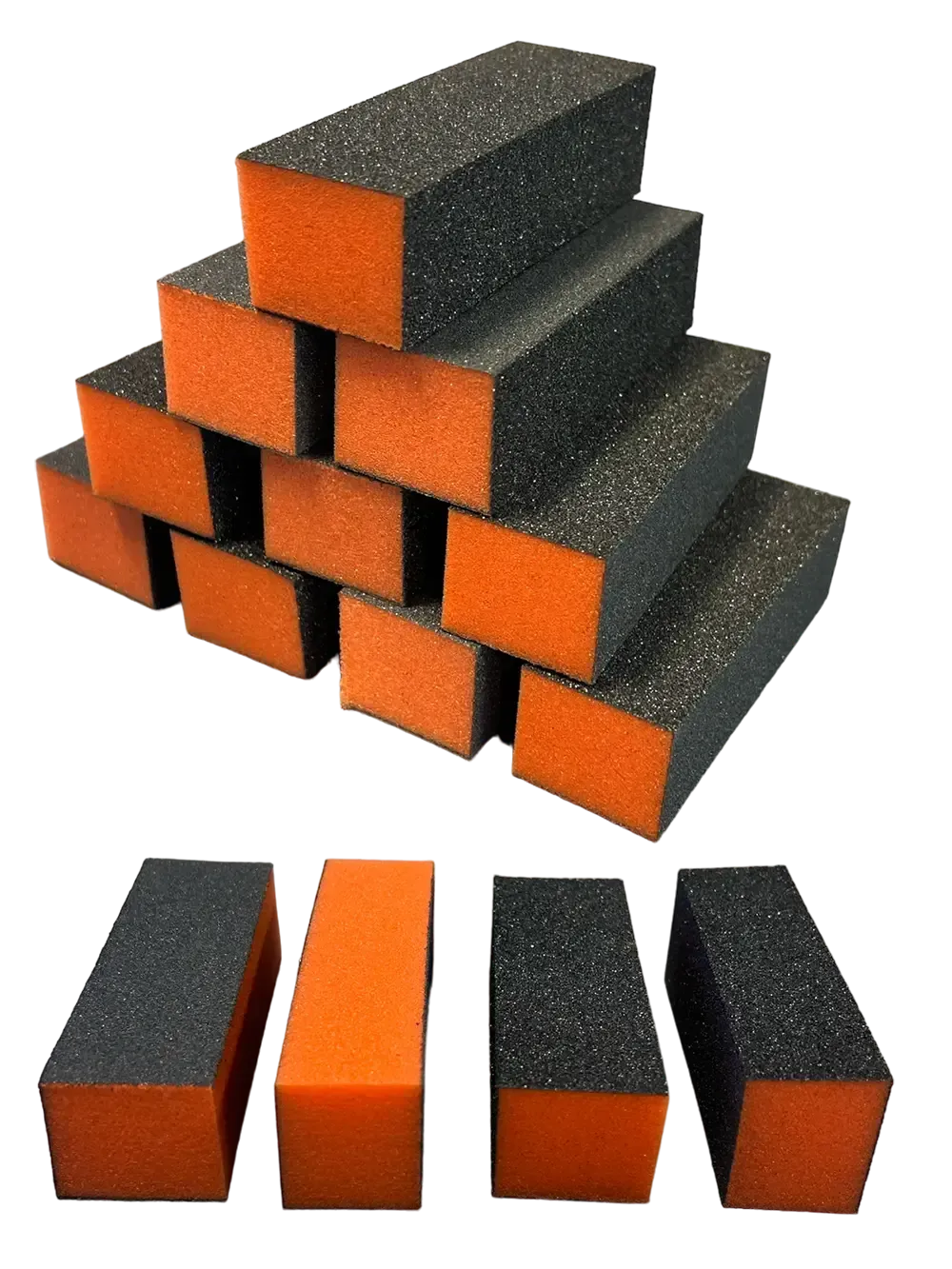 <<t14>0>SE High Quality Buffer 12 Stück schwarz orange 100/180 (grob/fein)