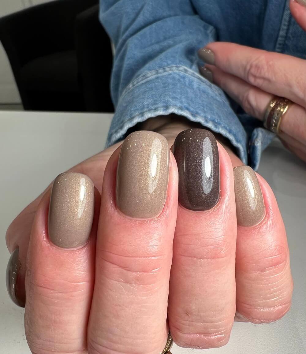 #022 Premium-EFFEKT Color Gel 5ml Elegantes Graubraun mit gold/grünem Perlglanz - MSE - The Beauty Company