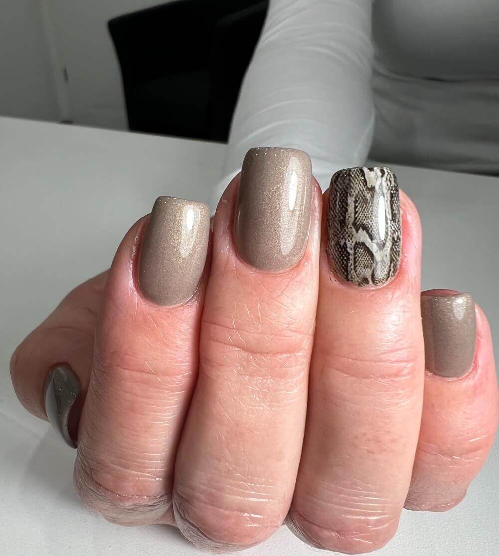 #022 Premium-EFFEKT Color Gel 5ml Elegantes Graubraun mit gold/grünem Perlglanz - MSE - The Beauty Company