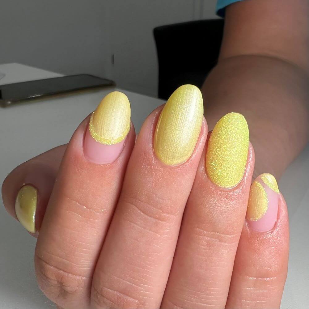 #032 Premium-EFFEKT Color Gel 5ml Gelb mit silbernem Perleffekt - MSE - The Beauty Company