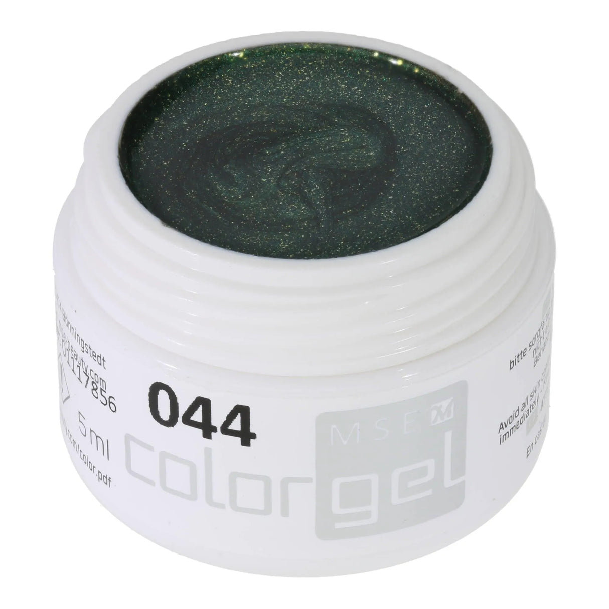 #044 Premium-EFFEKT Color Gel 5ml Helles Tannengrün dominiert von kräftigen Goldpartikeln - MSE - The Beauty Company
