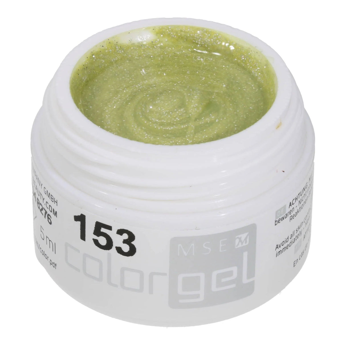 #153 Premium-GLITTER Color Gel 5ml Grüngelb mit Silberglitter - MSE - The Beauty Company
