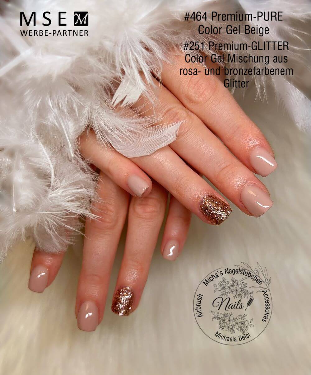 #251 Premium-GLITTER Color Gel 5ml Mischung aus rosa- und bronzefarbenem Glitter - MSE - The Beauty Company