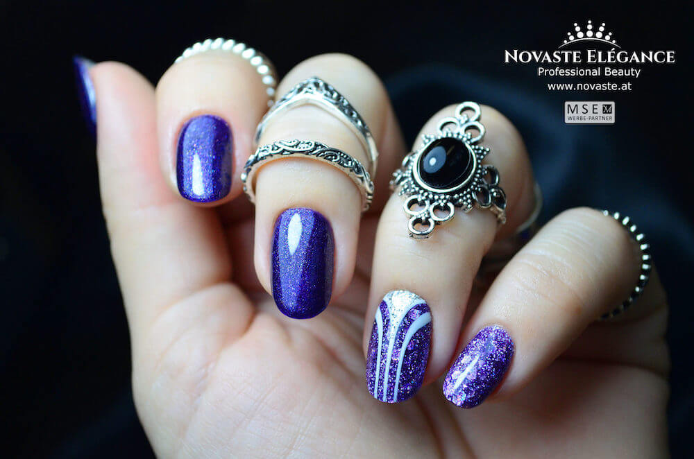 #350 Premium-GLITTER Color Gel 5ml Lilafarbenes Gel mit lilafarbenem feinem Glitter und groben Regenbogenakzenten - MSE - The Beauty Company