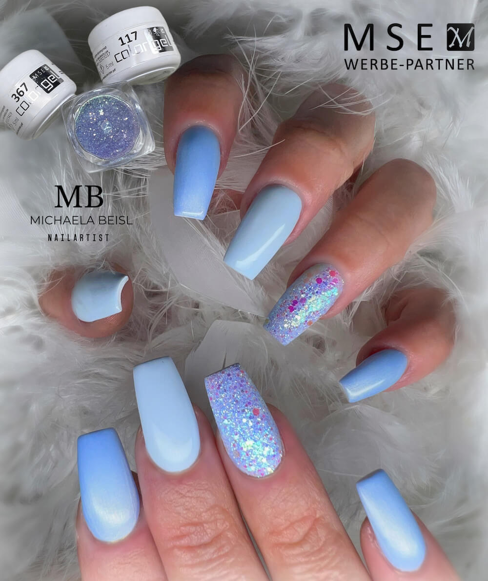 #367 Premium-EFFEKT Color Gel 5ml Zarter Blauton mit leichtem Goldschimmer - MSE - The Beauty Company