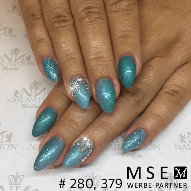 #379 Premium-EFFEKT Color Gel 5ml Mintgrün mit türkisem Glitter - MSE - The Beauty Company