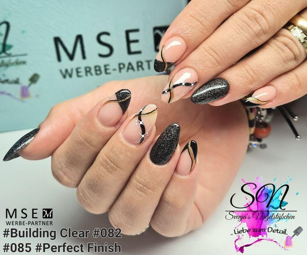 #085 Premium-EFFEKT Color Gel 5ml Schwarz mit ausgeprägtem Silberglitter - MSE - The Beauty Company