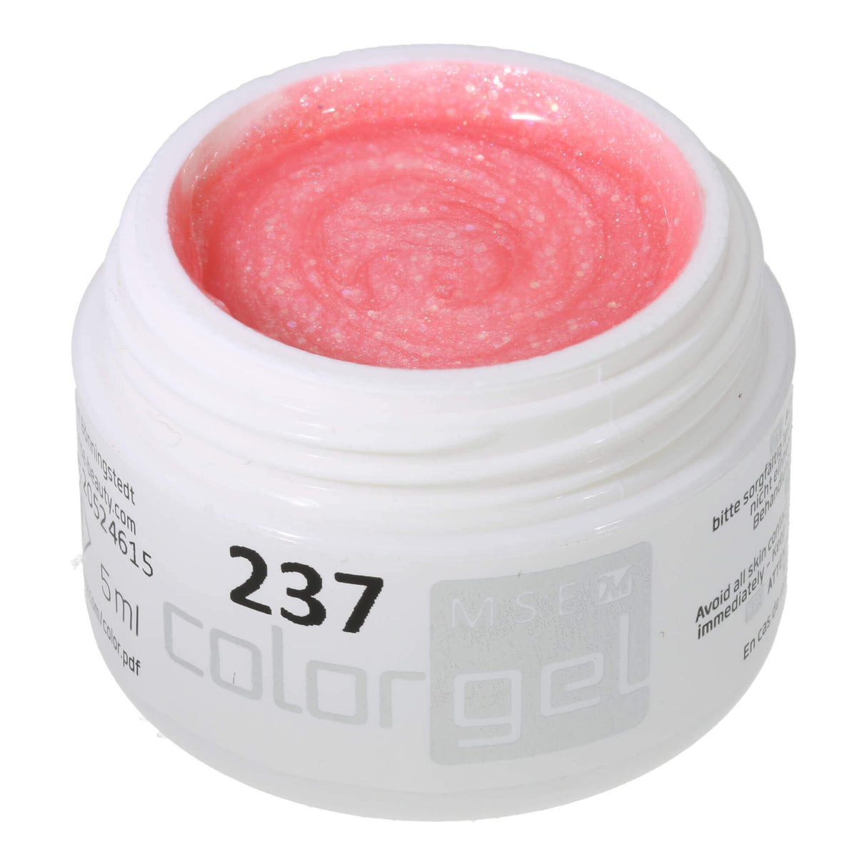 #237 Premium-GLITTER Color Gel 5ml Helles Rosa mit Regenbogeneffekt - MSE - The Beauty Company