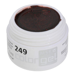 #249 Premium-GLITTER Color Gel 5ml Schwarz mit dunkelrotem Glitter und Gold-Akzenten