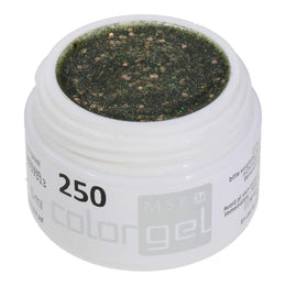 #250 Premium-GLITTER Color Gel 5ml Bronzeglitter akzentuiert mit Glitterfäden und Regenbogeneffekten