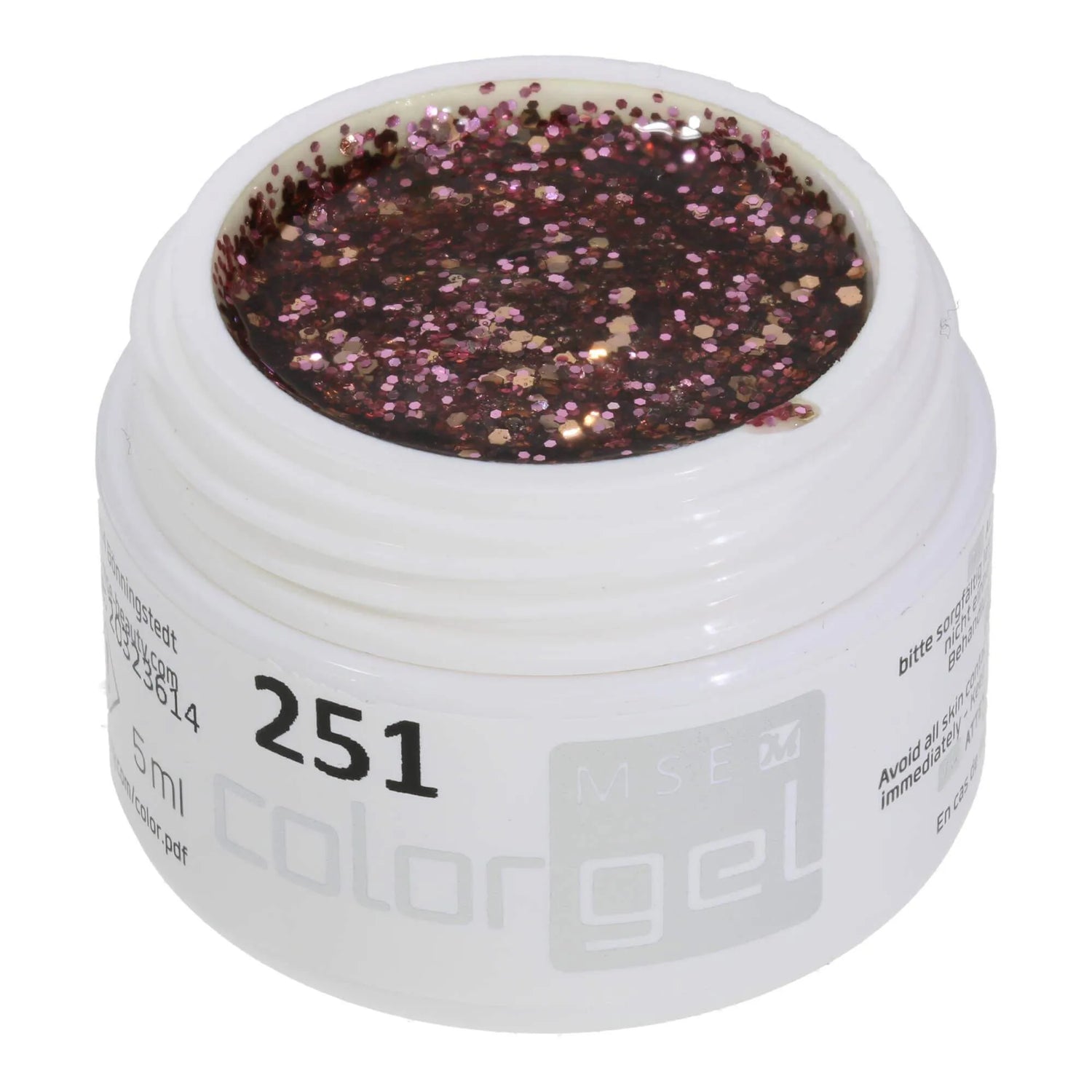 #251 Premium-GLITTER Color Gel 5ml Mischung aus rosa- und bronzefarbenem Glitter - MSE - The Beauty Company