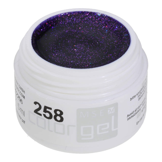 #258 Premium-GLITTER Color Gel 5ml Blau mit violettrotem Glitter - MSE - The Beauty Company