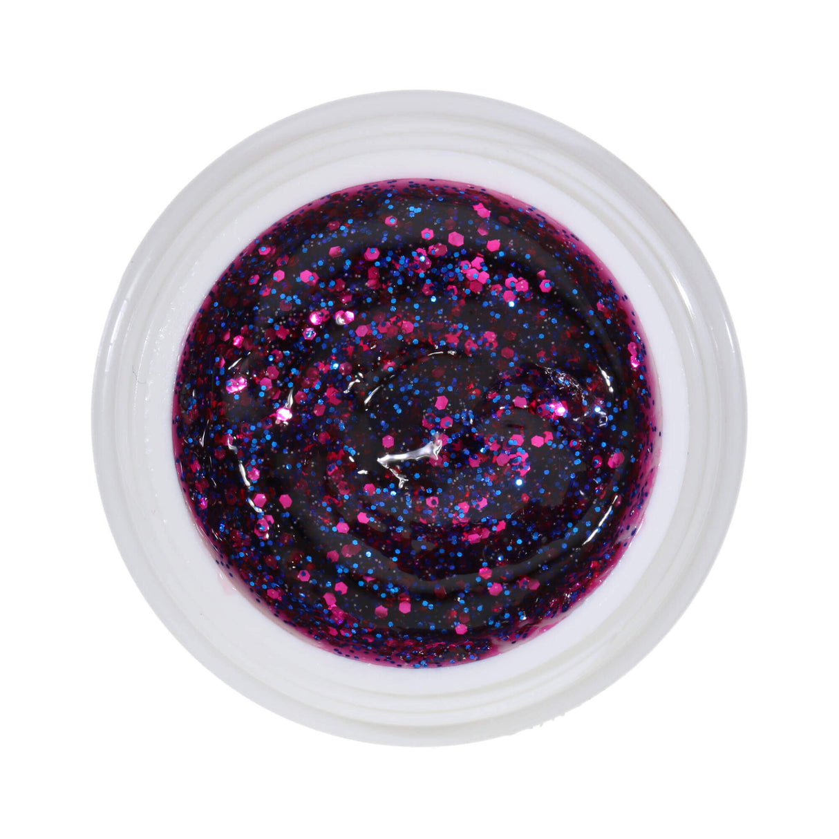 #270 Premium-GLITTER Color Gel 5ml Pinkfarbenes Gel mit pinkfarbenem Glitter und blauen Glitterpartikeln