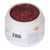 # 286 Gel de couleur brillant premium 5 ml Gel transparent avec paillettes en rouge et rose