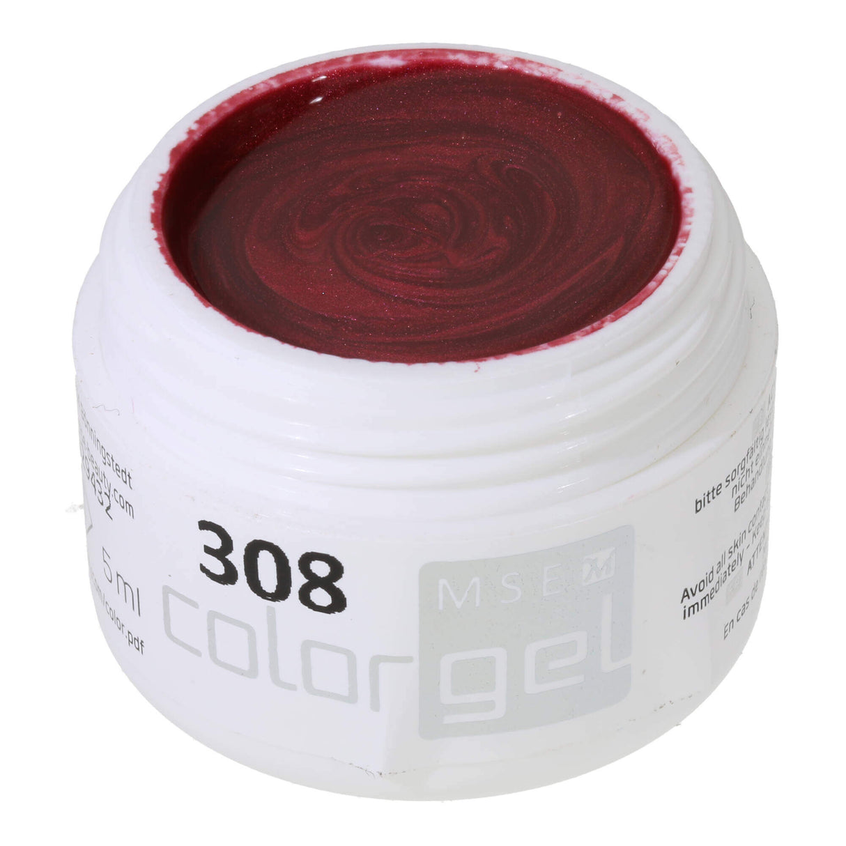 #308 Premium-EFFEKT Color Gel 5ml Kräftiges Bordeauxrot mit Schimmereffekt