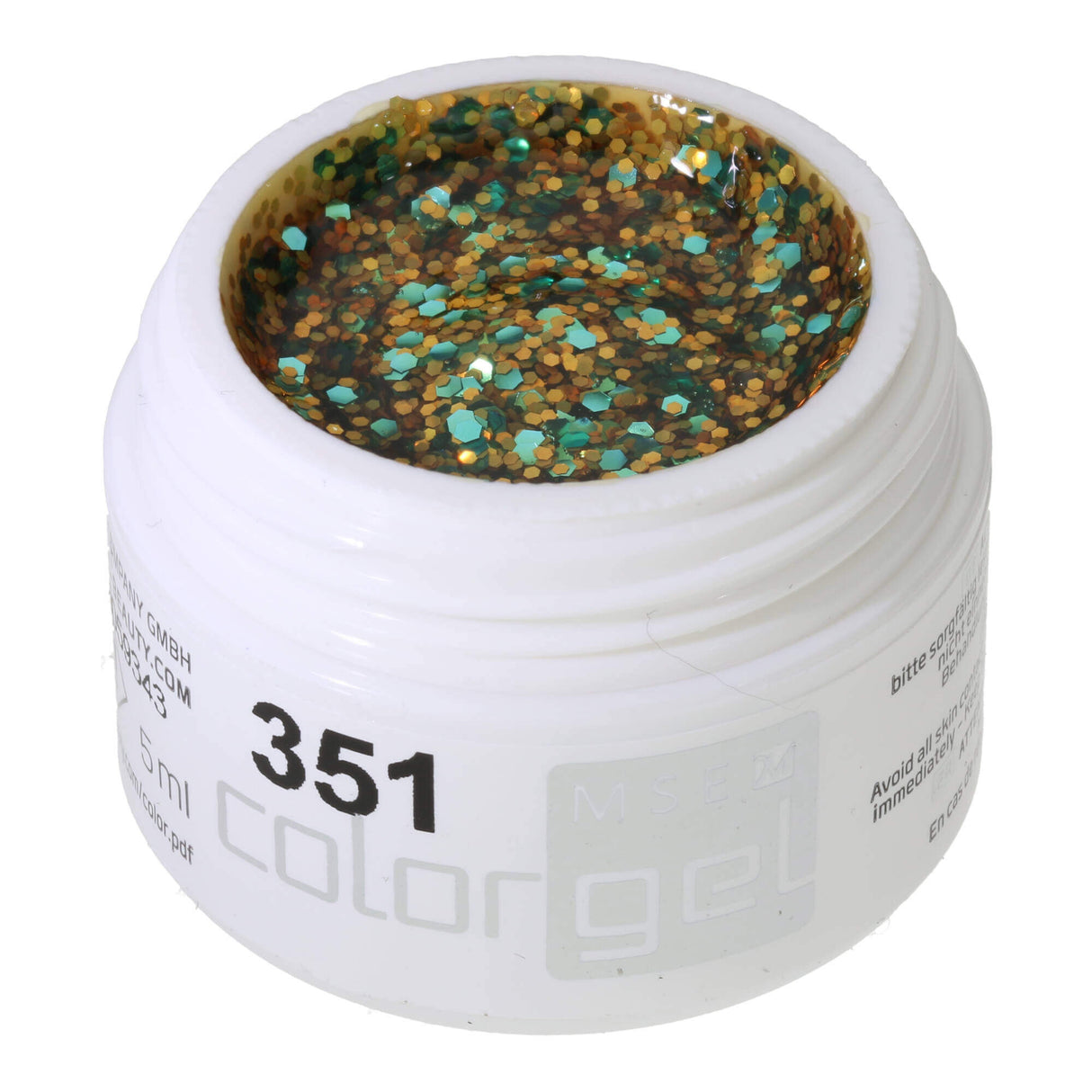 # 351 Gel de couleur de paillettes premium 5 ml mélange d'orange et de paillettes turquoise