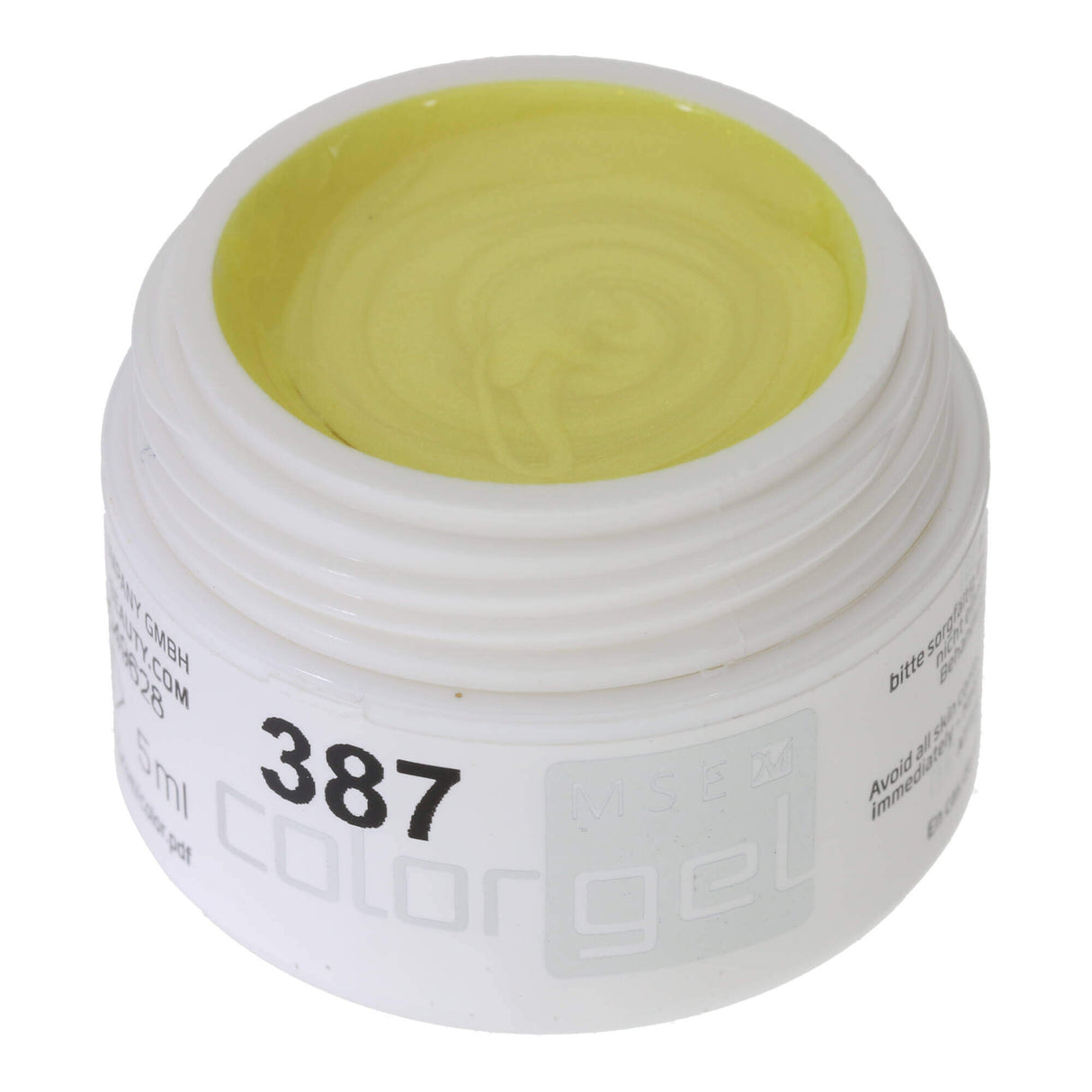 # 387 gel de couleur à effet premium 5 ml jaune tendre avec un miroitement d'or fin