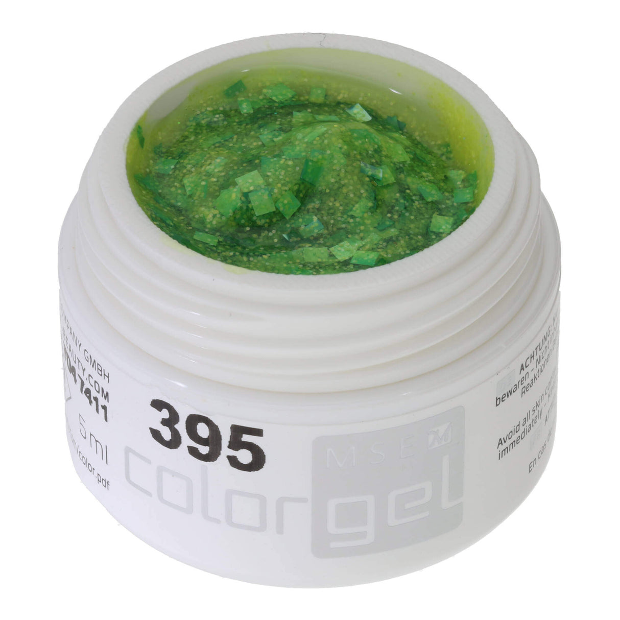 # 395 Gel de couleur brillante premium 5 ml vert jaune intensif avec une paillette Maigrün