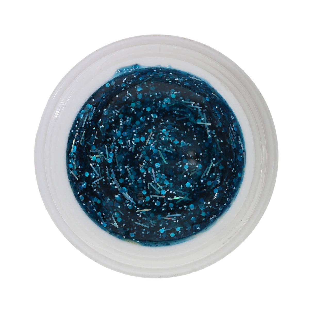 # 477 Gel de couleur brillante premium 5 ml turquoise avec des paillettes turquoise et des fils d'argent