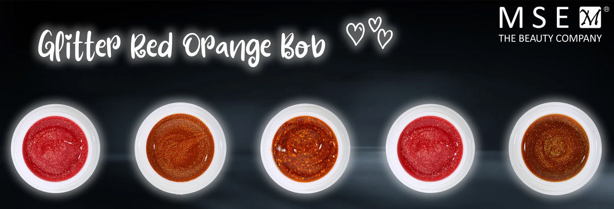 Farbgel Set: Red Orange Glitter Bob