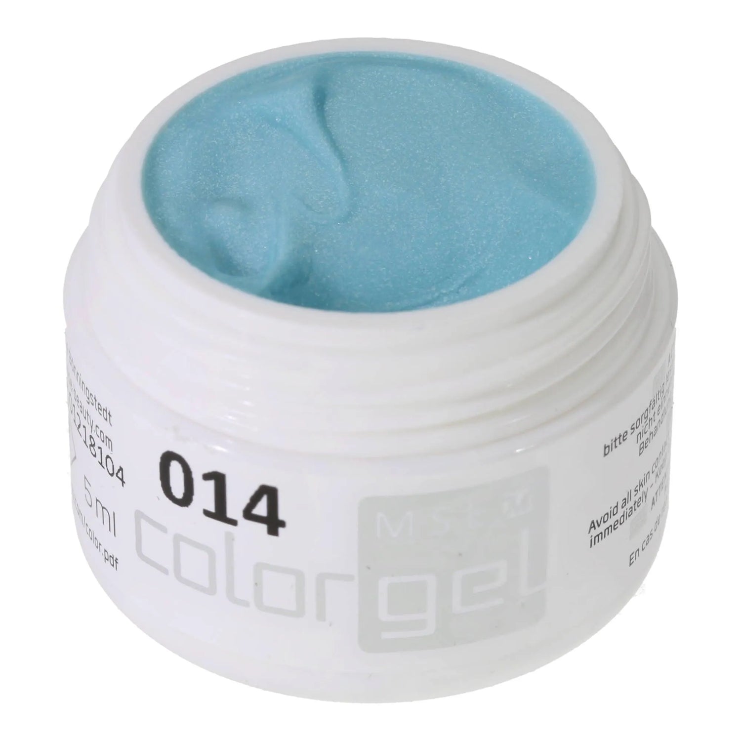 #014 Premium-EFFEKT Color Gel 5ml Mintgrün mit feinem Silberperlglanz - MSE - The Beauty Company