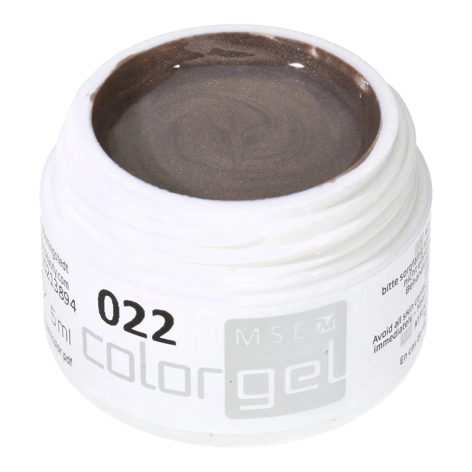 #022 Premium-EFFEKT Color Gel 5ml Elegantes Graubraun mit gold/grünem Perlglanz - MSE - The Beauty Company