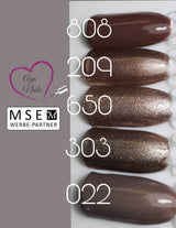 #022 Premium-EFFEKT Color Gel 5ml Elegantes Graubraun mit gold/grünem Perlglanz - MSE - The Beauty Company