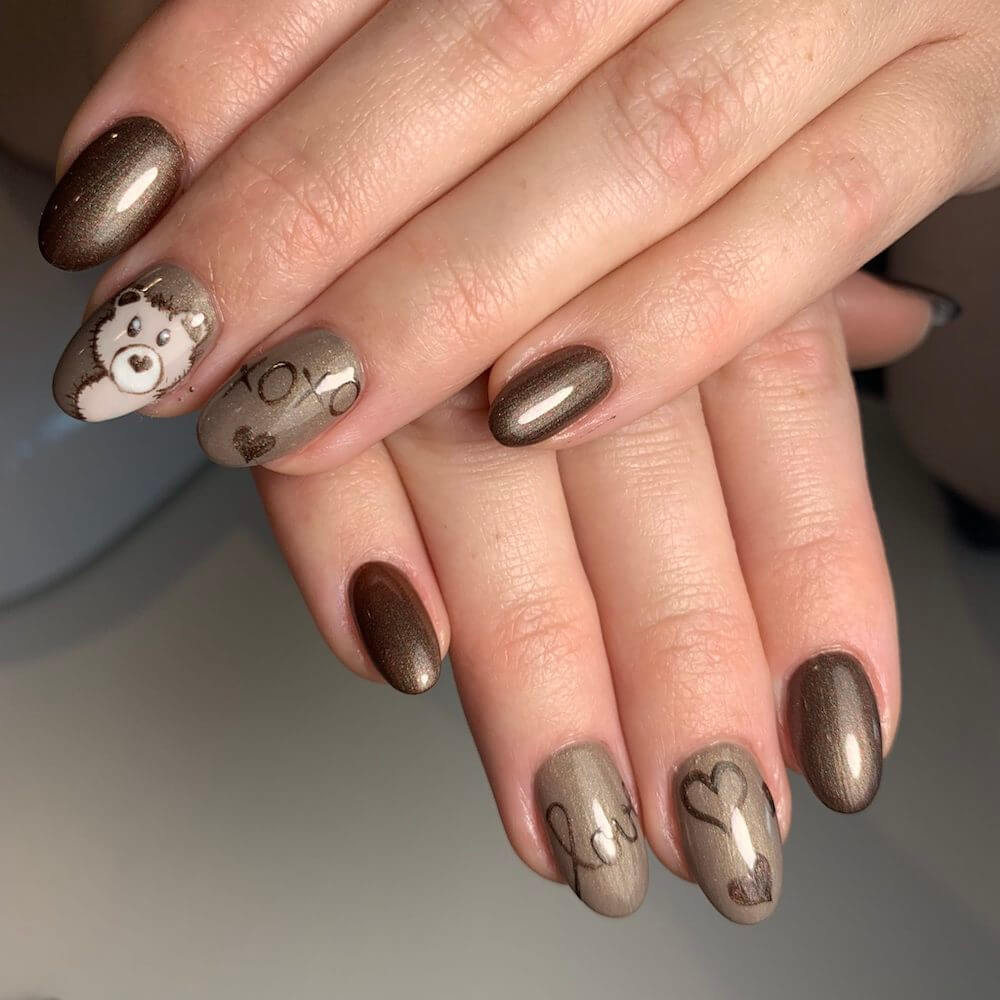 #022 Premium-EFFEKT Color Gel 5ml Elegantes Graubraun mit gold/grünem Perlglanz - MSE - The Beauty Company