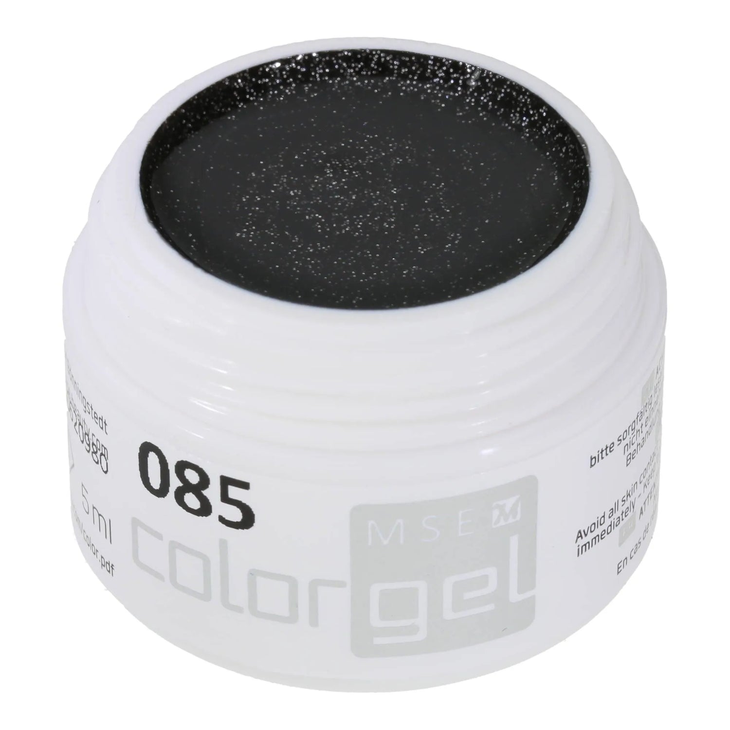 #085 Premium-EFFEKT Color Gel 5ml Schwarz mit ausgeprägtem Silberglitter - MSE - The Beauty Company