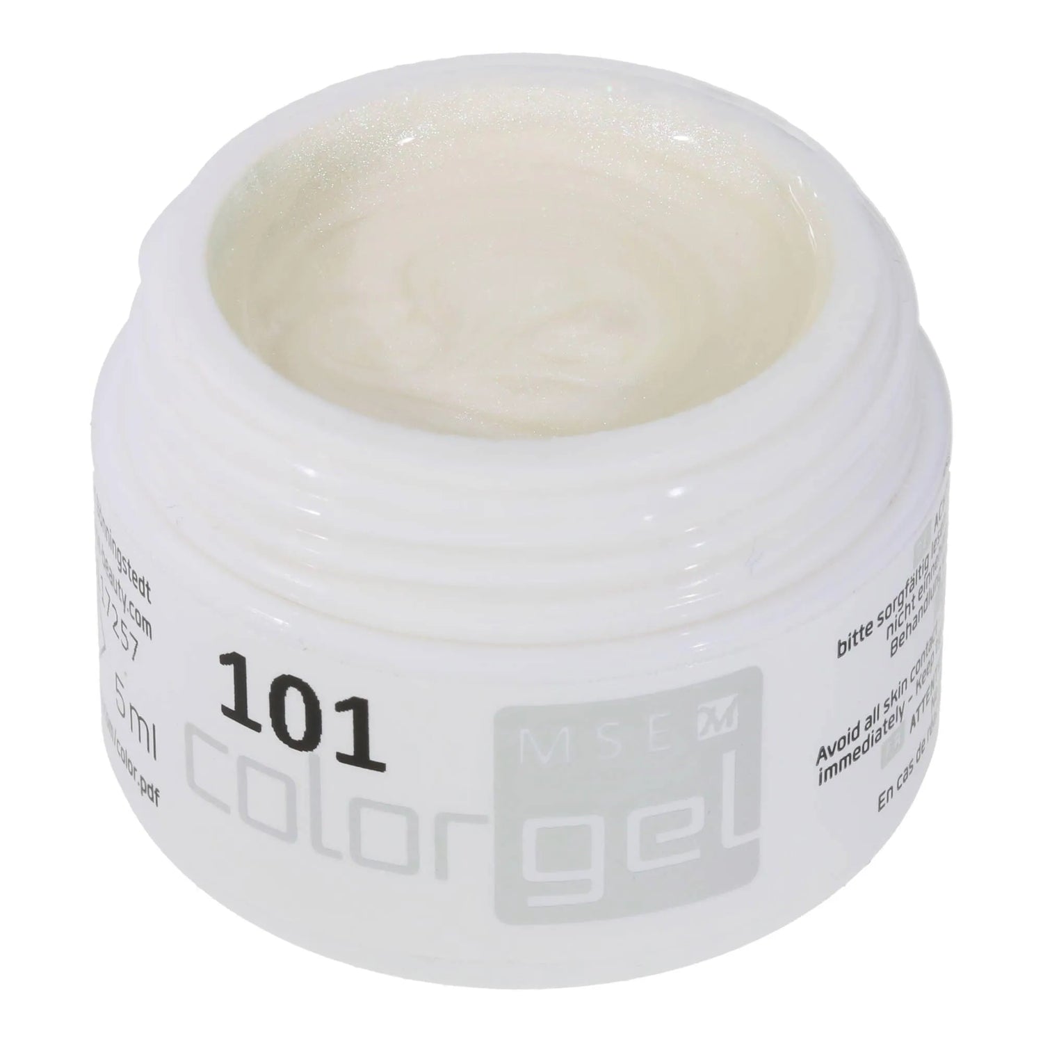 #101 Premium-EFFEKT Color Gel 5ml Elegantes Perlweiss, rosa/grün changierend - MSE - The Beauty Company