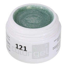 #121 Premium-GLITTER Color Gel 5ml Transparentes blasses Graugrün mit silbernem Glitter