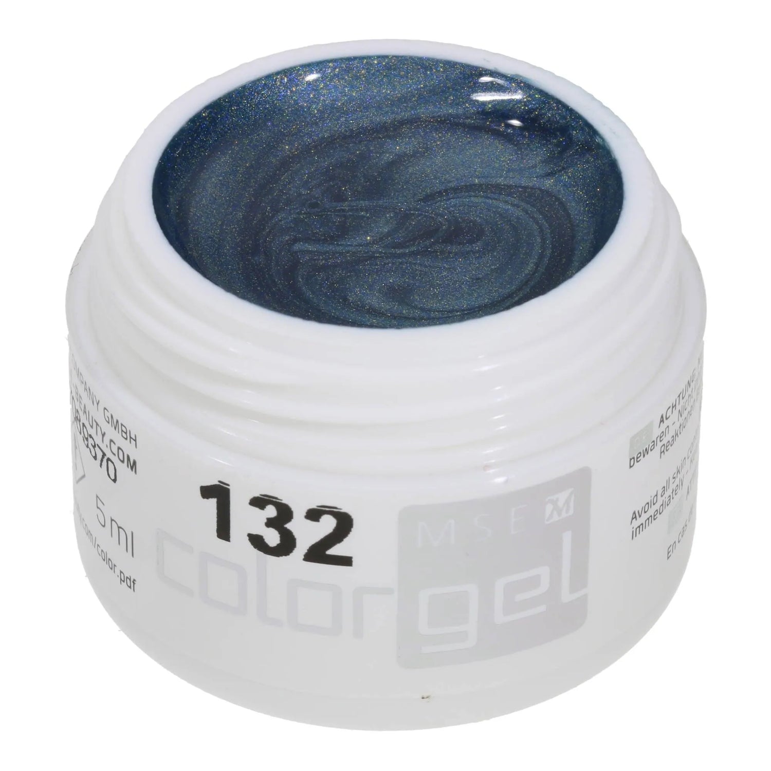 #132 Premium-EFFEKT Color Gel 5ml Grau abgetöntes Blaugrün mit silber/gold Perlglanz - MSE - The Beauty Company